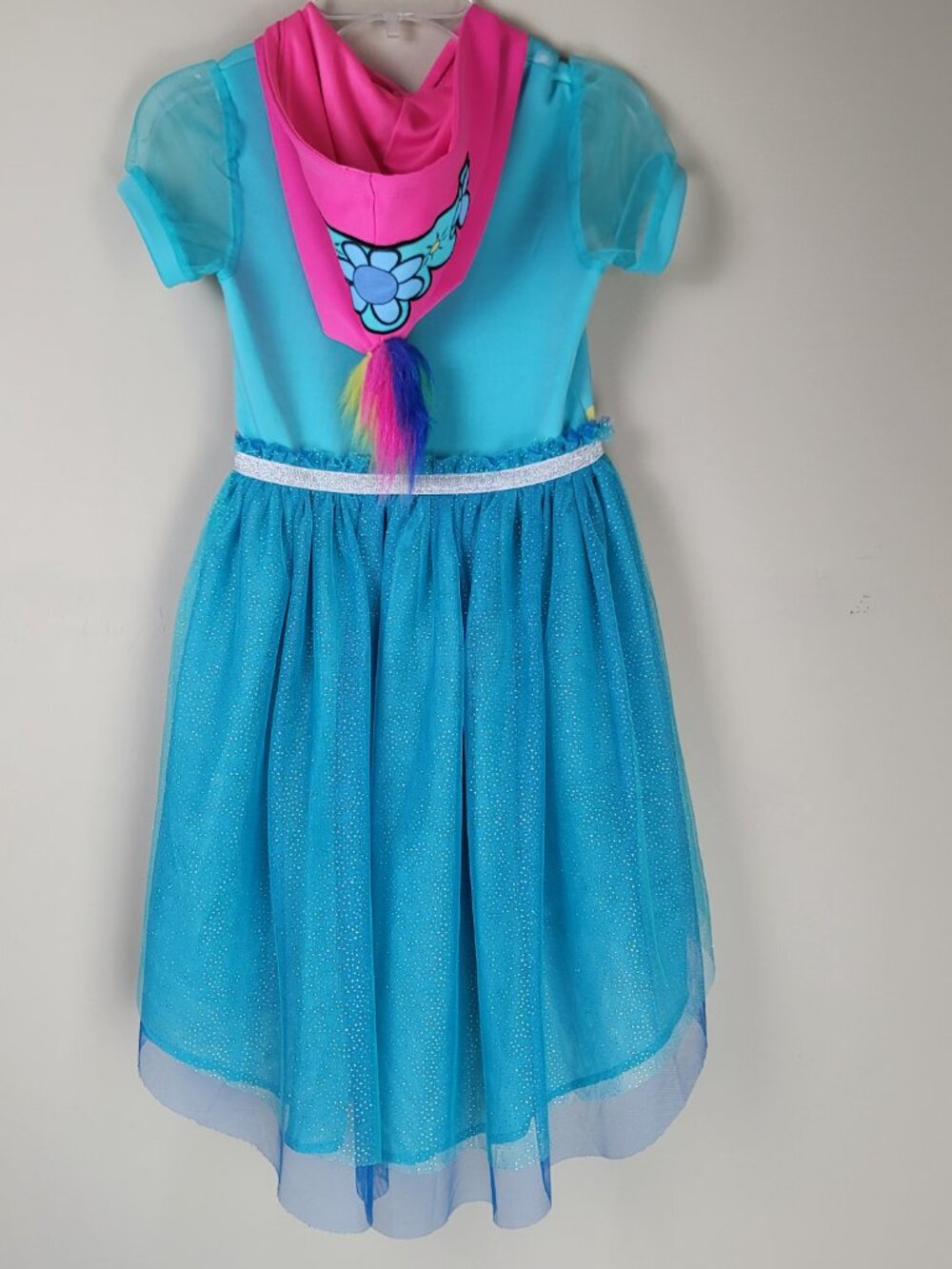 DreamWorks Trolls World Tour Costume Dress Girls S 6 6X Poppy Tulle Hooded - Picture 7 of 11